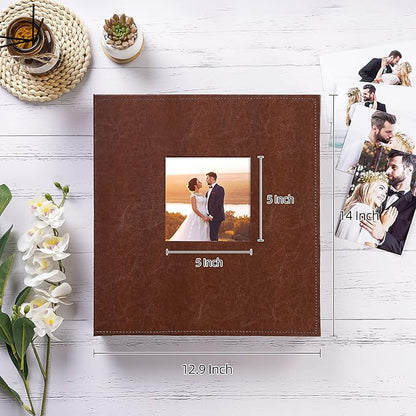 potricher Photo Album 4x6 1000 Photos Leather Cover Large Capacity Picture Albums with 1000 Horizontal and Vertical Pockets for Family Wedding Anniversary and Baby (Brown)