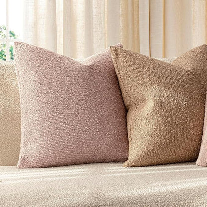 Foindtower Decorative Textured Boucle Throw Pillow Covers Accent Solid Pillow Cases Neutral Soft Cozy Couch Cushion Case for Chair Sofa Bedroom Living Room Home Decor 26x26 Inch,1PC,Light Pink