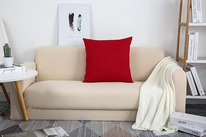 TangDepot Handmade Decorative Solid 100% Cotton Canvas Throw Pillow Covers/Cushion Covers, 45 Colors Available - (18" x18" , Christmas Red, 2 Count (Pack of 1))