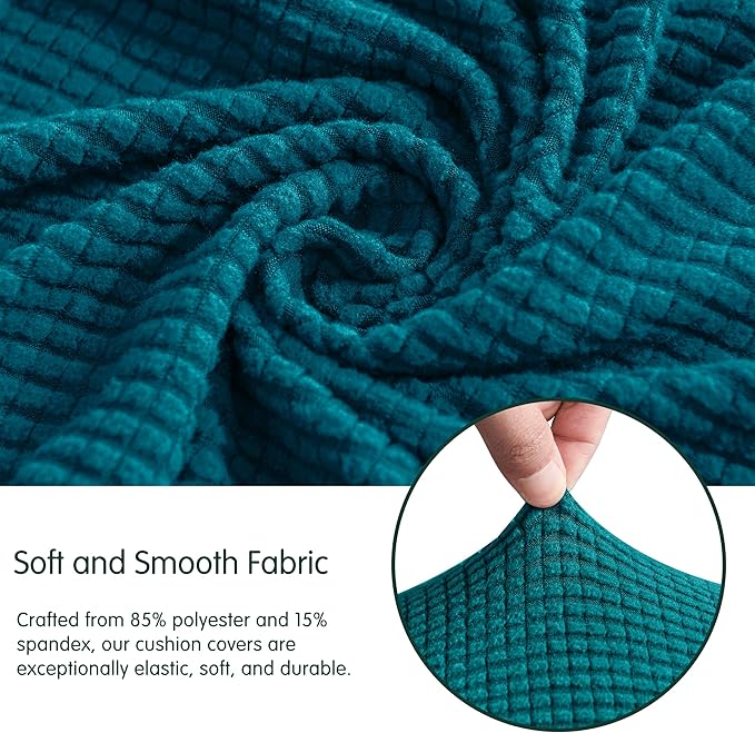 CHUN YI 2Piece Stretch Couch Cushion Covers, Sofa Seat Slipcovers for Pets, Suitable for Armchair Loveseat Sofa with Spandex Jacquard Washable Fabric (2Piece,Teal)