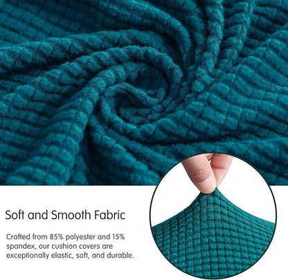 CHUN YI 2Piece Stretch Couch Cushion Covers, Sofa Seat Slipcovers for Pets, Suitable for Armchair Loveseat Sofa with Spandex Jacquard Washable Fabric (2Piece,Teal)