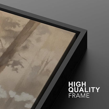 MUDECOR Framed Wall Art Print Set Neutral Forest Landscape Beige and Gray Watercolor Illustrations Realism Decorative for Living Room, Bedroom, Office - 16"x24"x3 Black
