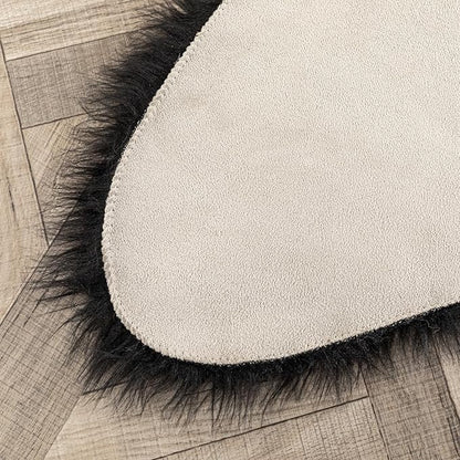 Black Bear Rug Faux Cowhide Rug Animal Print Area Rug Faux Sheepskin Fur Carpet Decor for Living Room 5.1x6.1 Feet