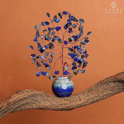 Crystal Tree of Life Home and Office Decor Gifts for Women, Lapis Lazuli Chakra Healing Stones Feng Shui Bonsai Tree for Positive Energy, Money, Good Luck, Christmas Decor, Birthday Gifts for Mom