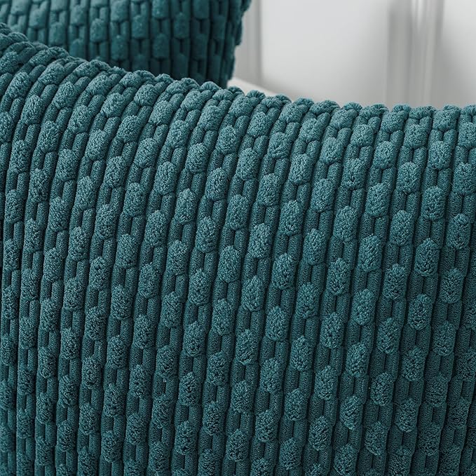 Kevin Textile Euro Sham Pillow Covers 28x28 Inch 2 Packs Soft Boho Striped Corduroy Decorative Throw Pillows for Living Room Couch Bed Sofa Rustic Farmhouse Home Decor 71x71cm Teal Blue