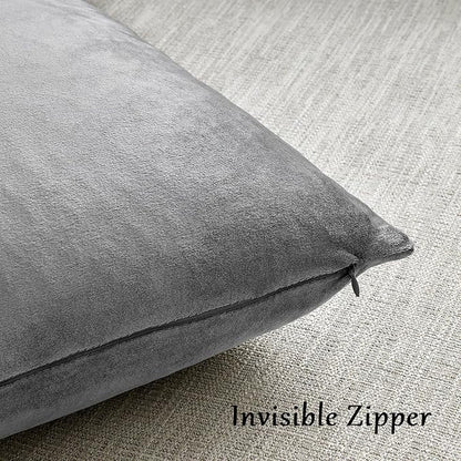 GIGIZAZA Dark Grey Pillow Covers 18x18,Velvet Square Throw Pillows Modern Covers Pack of 2 Decorative Pillows for Living Room Couch Sofa Luxury Solid Pillow Cases