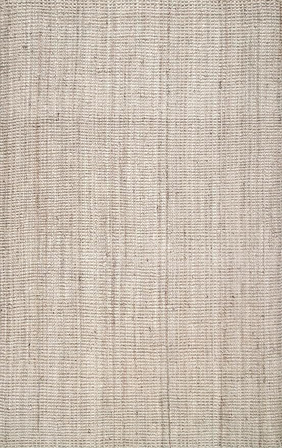 nuLOOM Ashli Solid Farmhouse Jute Area Rug, 6' Square, Off-white
