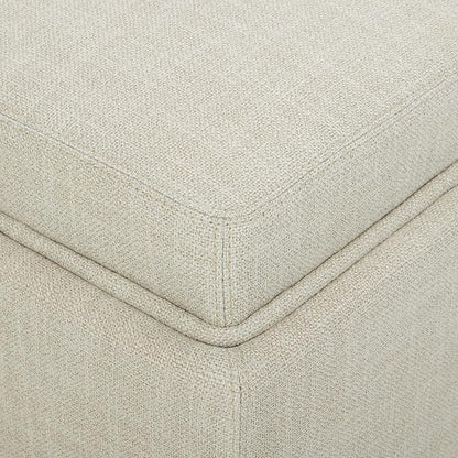 CHITA Storage Ottoman Cube with Tray Lid, Small Footstool with Storage, Square End Table for Living Room and Bedroom, Fabric in Linen