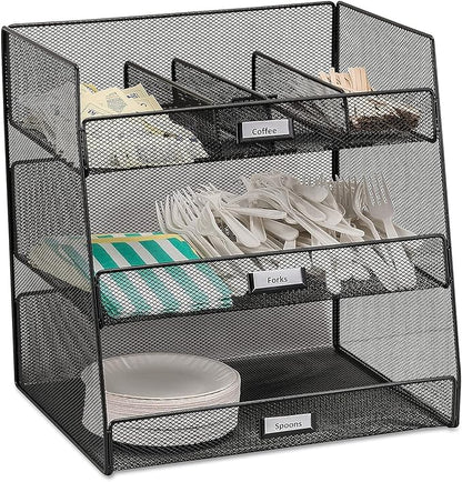 Safco 3293BL Onyx Mesh Break Room Supplies Organizer, Black