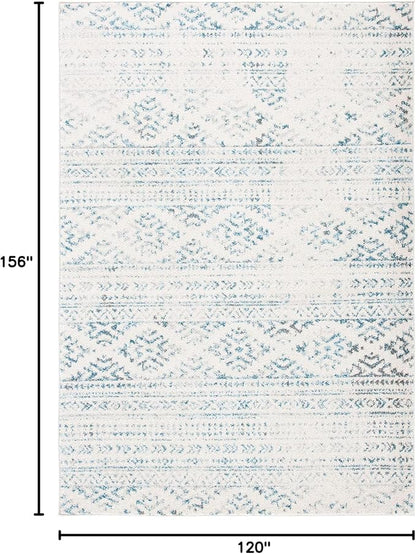 SAFAVIEH Area Rug 10x13 - Tulum Collection - Large - Ivory & Turquoise, Moroccan Boho Tribal Design, Non-Shedding & Easy to Clean, Ideal for Living Room, Bedroom, Dining Space (TUL272E)