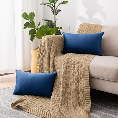 NiNi ALL Decorative Throw Pillow Covers Velvet 20x30 Inch Pack of 2 Blue Cushion Covers Soft for Couch Sofa Bedroom Living Room Outdoor