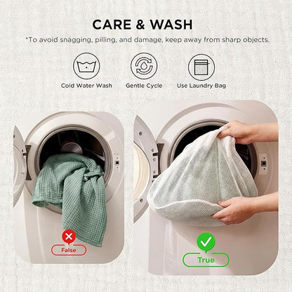 Bedsure 100% Cotton Muslin Throw Blanket Large 50x70 Inches - 4-Layer Breathable and Lightweight Thin Soft Summer Gauze Muslin Blankets for Adults, Sage Green, Boho Cotton Throw for Couch