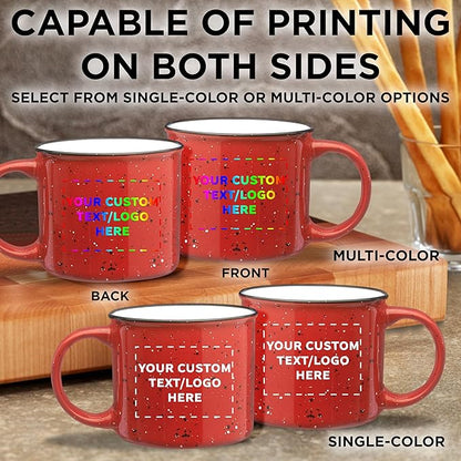 DISCOUNT PROMOS Custom Ceramic Campfire Coffee Mugs 13 oz. Set of 100, Personalized Bulk Pack - Perfect for Tea, Espresso, Cappuccino, Hot Cocoa - Red
