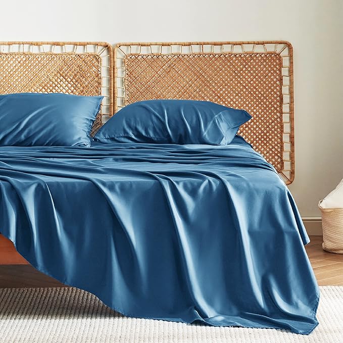 Bedsure California King Sheet Sets, Cooling Sheets, Rayon Derived from Bamboo, Breathable & Soft, Deep Pocket Up to 16 Inches, Hotel Luxury Silky Bedding for Hot Sleepers, Teal