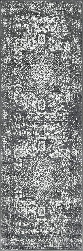 Rugs.com Arlington Collection Rug – 6 Ft Runner Dark Grey Medium-Pile Rug Perfect for Hallways, Entryways