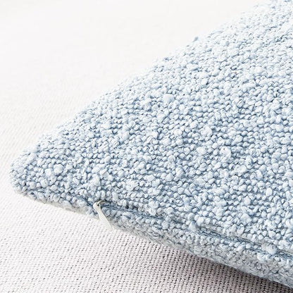 Mixhug Decorative Boucle Throw Pillow Covers, Light Blue, 12 x 20 Inches, Pack of 2 - Textured Boho Pillow Covers for Couch and Bed