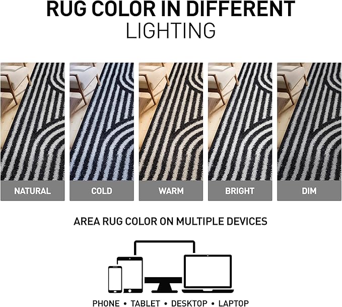 Rugshop Abstract Arch Shag Area Rug Anthracite Dark Gray 2' x 3' Ideal for Entryways, Kitchens, or Small Spaces