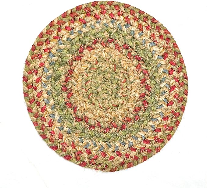 Homespice Azalea Jute Braided Trivets for Table, Warm Country Primitive Decor, Set of 3, Multicolor 8" Round Heat Resistant Mats - Rich Colors, Easy to Clean, Durable and Protects Furniture
