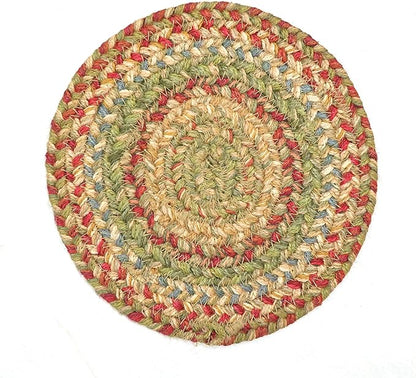 Homespice Azalea Jute Braided Trivets for Table, Warm Country Primitive Decor, Set of 3, Multicolor 8" Round Heat Resistant Mats - Rich Colors, Easy to Clean, Durable and Protects Furniture