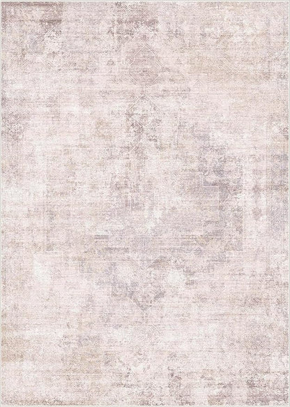 Modern Pink and Grey 5x7 Area Rugs for Bedroom - Abstract Living Room Rug, for Dining Room Under Table, Washable, Non Slip & Soft, Medallion Distressed Print Pattern