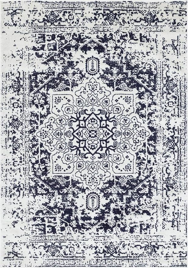 Rugs.com Arlington Collection Rug – 7' x 10' Blue Medium-Pile Rug Perfect for Living Rooms, Large Dining Rooms, Open Floorplans