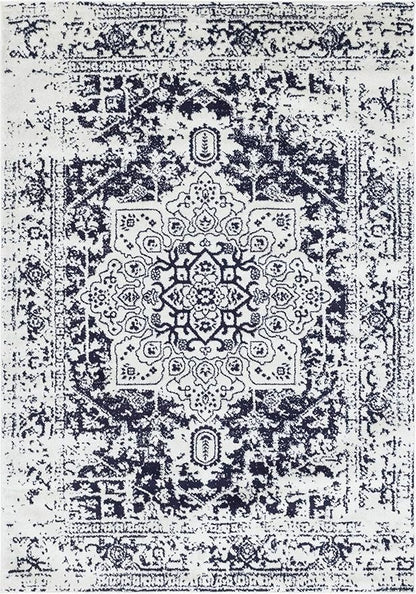 Rugs.com Arlington Collection Rug – 7' x 10' Blue Medium-Pile Rug Perfect for Living Rooms, Large Dining Rooms, Open Floorplans