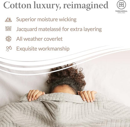 Threadmill Cotton Shams Set of 2 Standard Size | Luxury All-Season 100% Cotton Pillow Covers | Criss Cross Lightweight, Soft, Cozy Decorative Bed Pillow Shams | Scottish Grey