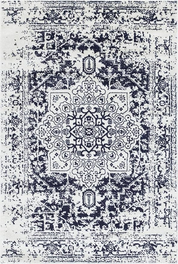 Rugs.com Arlington Collection Rug – 6' x 9' Blue Medium-Pile Rug Perfect for Living Rooms, Large Dining Rooms, Open Floorplans
