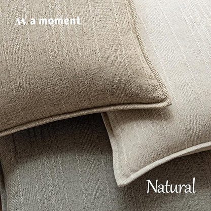 a moment Linen Pillow Covers Set of 2,Boho Farmhouse Throw Pillowcases Neutral Textured Decorative Covers for Couch Sofa, Soft Linen Blend Accent Case Cushion Living Room Home Decor 24"x24"Khaki