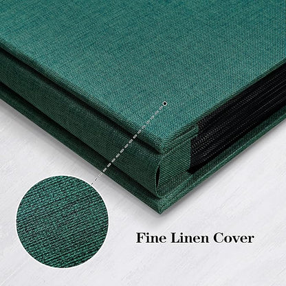 Mublalbum Small Photo Album 4x6 300 Photos Linen Cover Picture Book with Horizontal Pockets for Wedding Family Anniversary and Baby (Dark Green)