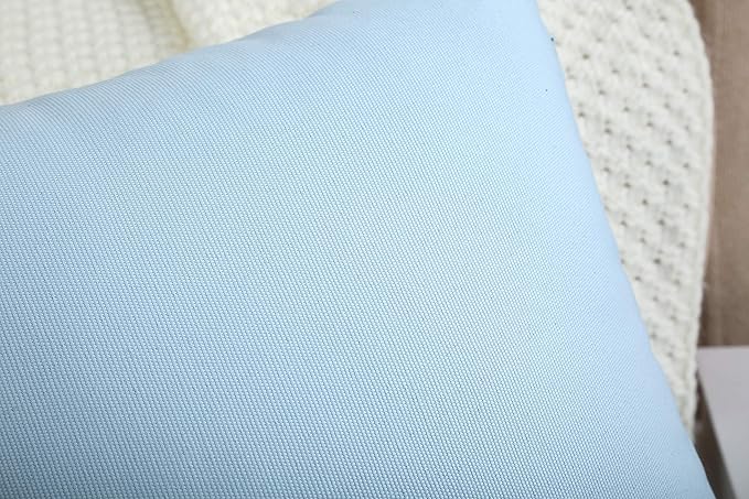 TangDepot Handmade Decorative Solid 100% Cotton Canvas Throw Pillow Covers/Pillow Shams, (14"x14", Light Blue)