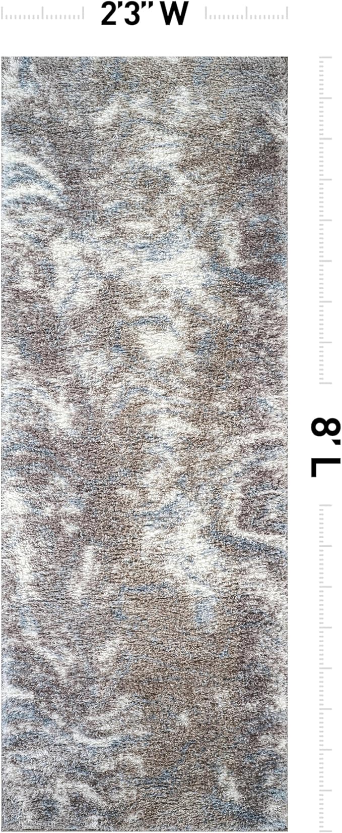Rugshop Abstract Marble Shag Runner Rug Blue 2' 3" x 8' Perfect for Hallways, Kitchens, or Behind The Sofa