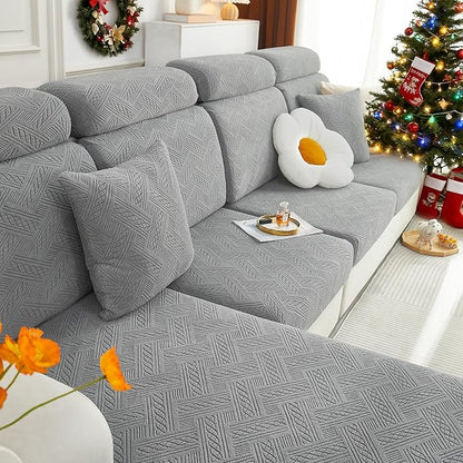 hyha Individual Couch Cushion Covers, Stretch Magic Sofa Seat Cushion Covers Washable, Dog Couch Sofa Slipcover for Pets, Kid with Elastic Bottom(Back Cover M, Grey)