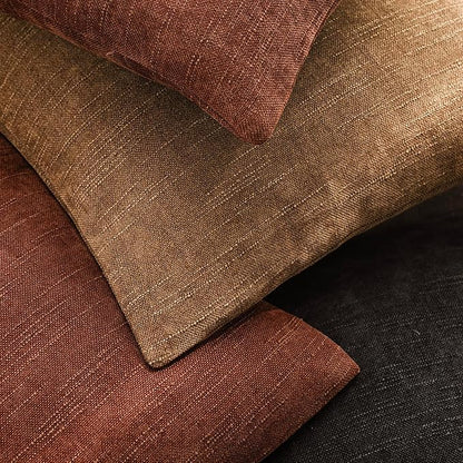 Foindtower Pack of 2 Textured Chenille Throw Decorative Pillow Covers Square Accent Solid Cushion Cover Neutral Farmhouse Lumbar Pillow Case for Couch Sofa Bedroom Living Room 12x24 Inch,Red Taupe