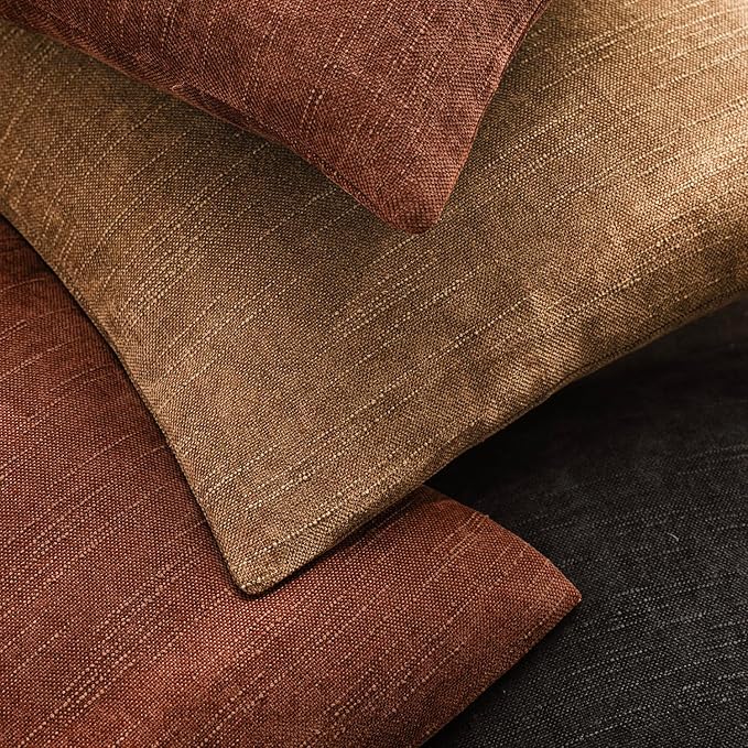 Foindtower Pack of 2 Soft Textured Chenille Throw Decorative Pillow Covers Square Accent Solid Cushion Cover Cozy Neutral Farmhouse Pillow Case for Couch Sofa Bedroom Living Room 22x22 Inch,Red Taupe