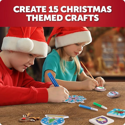 Blue Marble Santa's Christmas Craft Kit for Kids - 15 Magical Christmas Crafts for Kids, Make Suncatchers, Paint Holiday Rocks, Make Magnetic Tile Art & More for Christmas Gifts, Craft Kits