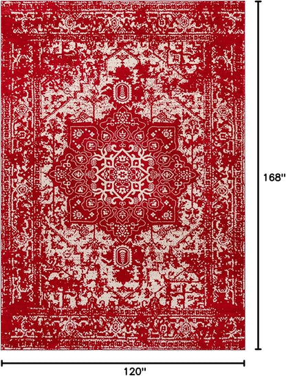 Rugs.com Arlington Collection Rug – 10' x 14' Red Medium-Pile Rug Perfect for Living Rooms, Large Dining Rooms, Open Floorplans