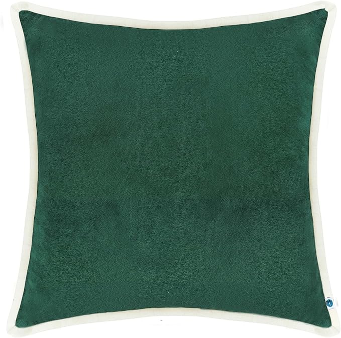 FINGERCRAFT Decorative Throw Pillow Cover Pack of 2 Soft Velvet Cushion Cover, Sofa and Bedroom Pillow Case 18" x 18" Hunter Green