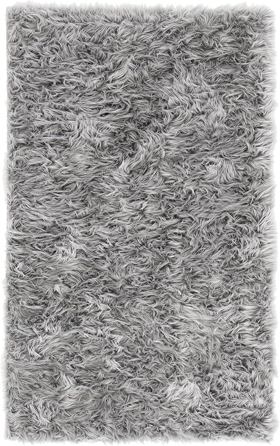 SAFAVIEH Faux Sheep Skin Collection 3' x 5' Grey FSS235D Silken Glam 2.35-inch Thick Area Rug