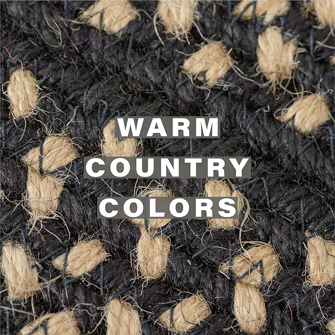 Manchester Jute Braided Kitchen Trivets for Hot Dishes, Country Primitive Decor, Set of 6, Black and Tan 8" Round Heat Resistant Mat - Rich Colors, Easy to Clean, Durable and Protects Furniture