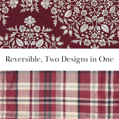 Southshore Fine Living King Size Christmas Quilt with 2 Pillow Shams - Reversible Red Plaid Christmas Bedding Holiday Decor King Coverlet - Red Plaid