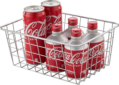 Wire Kitchen Storage Basket 4 Packs,Perfect Pantry Organization Accessories Baskets,Laundry Basket,Countertop Organization,Suitable for Kitchen,Bathroom,Bedroom,Tabletop,Stackable,Chrome