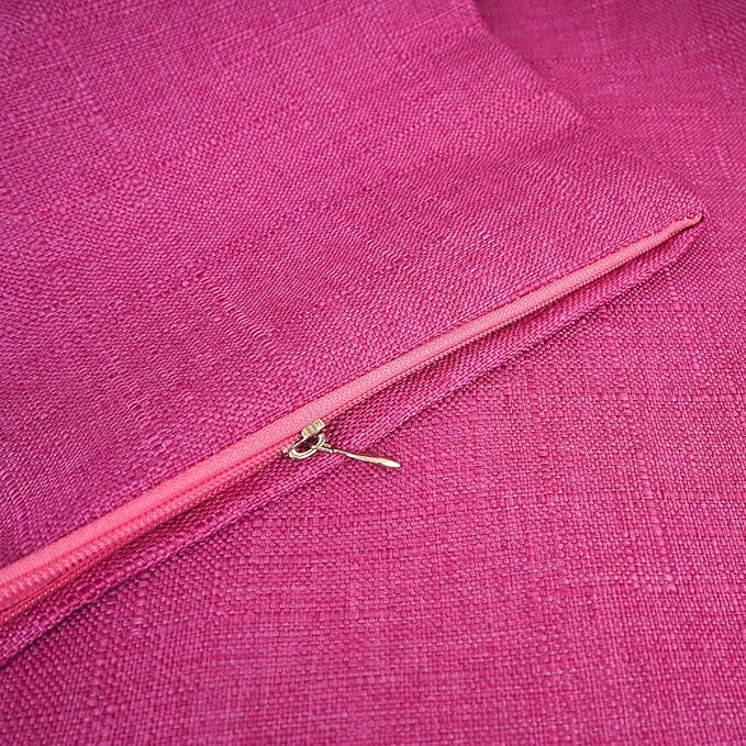 YOUR SMILE Pack of 2 Canves Faux Linen Throw Pillow Covers Square Rustic Farmhouse Decorative Burlap Pillowcases Cushion Covers for Couch Bed Sofa Living Room (Pink, 18'' X 18'')