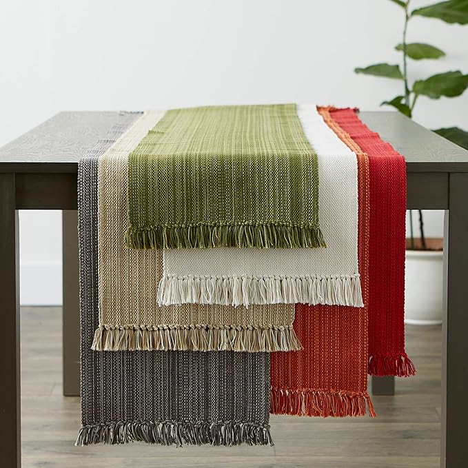 DII Variegated Tabletop Collection, Table Runner3x72, Off-White