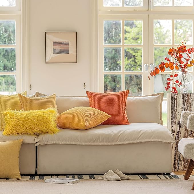 Home Brilliant Pillow Covers 16x16 Sofa Couch Pillow Covers Decorative Accent Pillowcases for Bedroom Fall Winter Decor, 40x40 cm, Sunflower Mustard Yellow