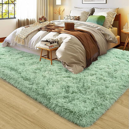 Large 9x12 Area Rugs for Living Room, Ultra Soft Shag Living Room Rug Thick Fluffy Rug for Bedroom, Plush Fuzzy Carpet for Girls Boys Kids Room Non Slip Dorm Home Decor Aesthetic, Sage Green