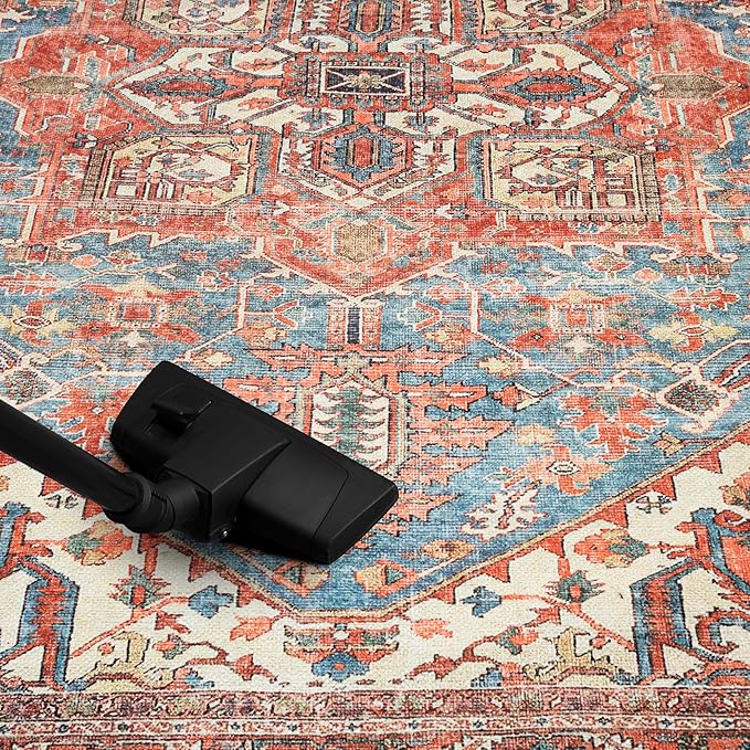 Keen Home Design 4x6 Rug - Machine Washable Area Rug with Non-Slip Backing, Ideal for Living Room, Dining Room, Bedroom - Vintage, Easy Clean, Durable, Low Pile Rug - (4' x 6')