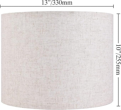 GO&SO Natural Linen Medium Drum Lamp Shades 13" Top x 13" Bottom x 10" High (Spider) Modern Beige Gray Lampshade for Table Lamps Bedside Lamps -Assembly Required - By GO&SO