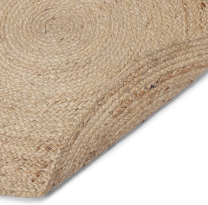 REDEARTH · Round Area Rug - 4 Feet Braided Natural Jute with Non-Skid Backing - Handwoven Boho Rug for Bedroom, Kitchen, Living Room Aesthetic Home Decor - Durable Handmade Rug, Set of 2, Set of 2