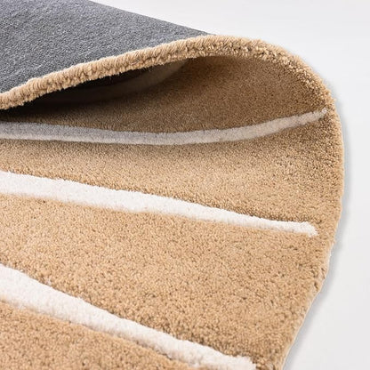 Modern Round Area Rug – Hand-Tufted with 100% NZ Wool, Thick & Soft Circular Carpet for Living Room, Bedroom & Dining Room Decor (Warm Natural, 3' Round)